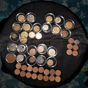 48 Pieces Random Coins Peso, Canadian, Euro And Arcade Tokens Coin Collection